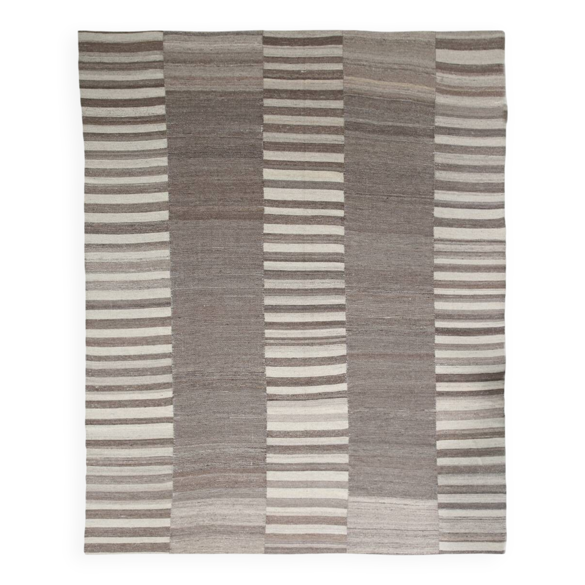 Grey & Beige Handwoven Large Kilim Rug, Turkish Wool Kilim Rug, 322x388 Cm