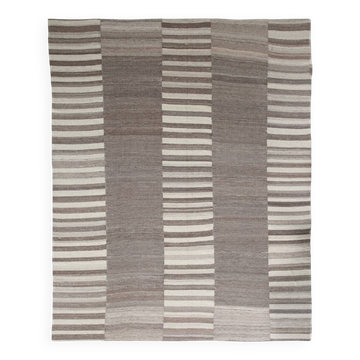 Grey & Beige Handwoven Large Kilim Rug, Turkish Wool Kilim Rug, 322x388 Cm