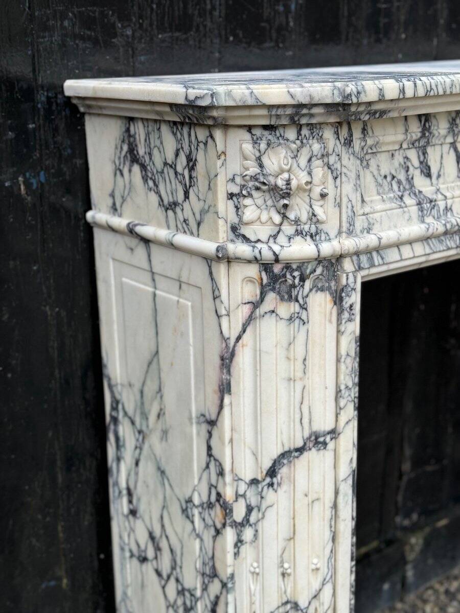 Louis XVI Style Fireplace In Violet Breccia Marble Circa 1880