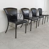 Vintage black leather dining chairs by Arrben, 1980s