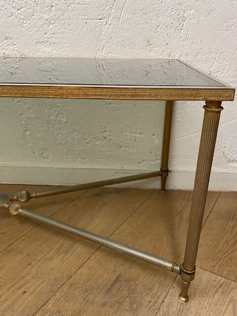 Glass and brass coffee table