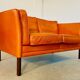 Vintage retro Danish Mogens Hansen 2 person cognac leather sofa