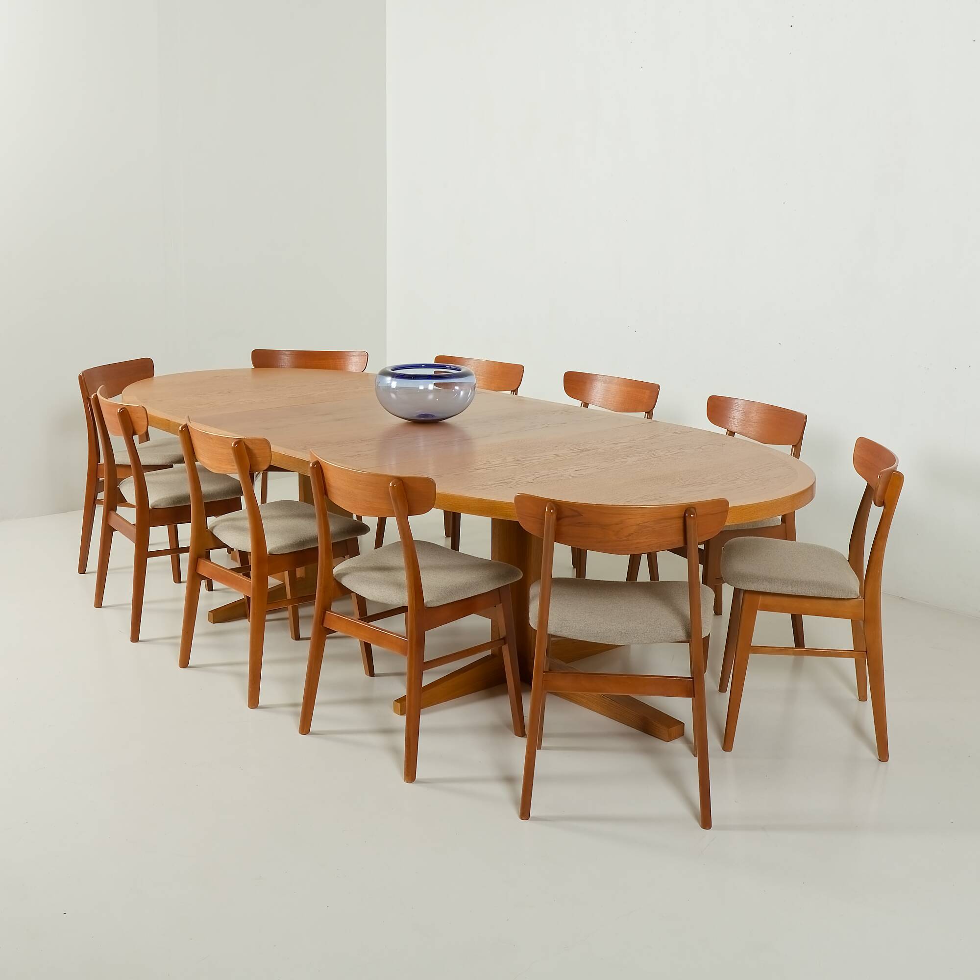 Danish extra large oak extension oval table attributed to Skovby, 1970s