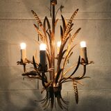 Chandelier ears of wheat in gilded metal, circa 1960