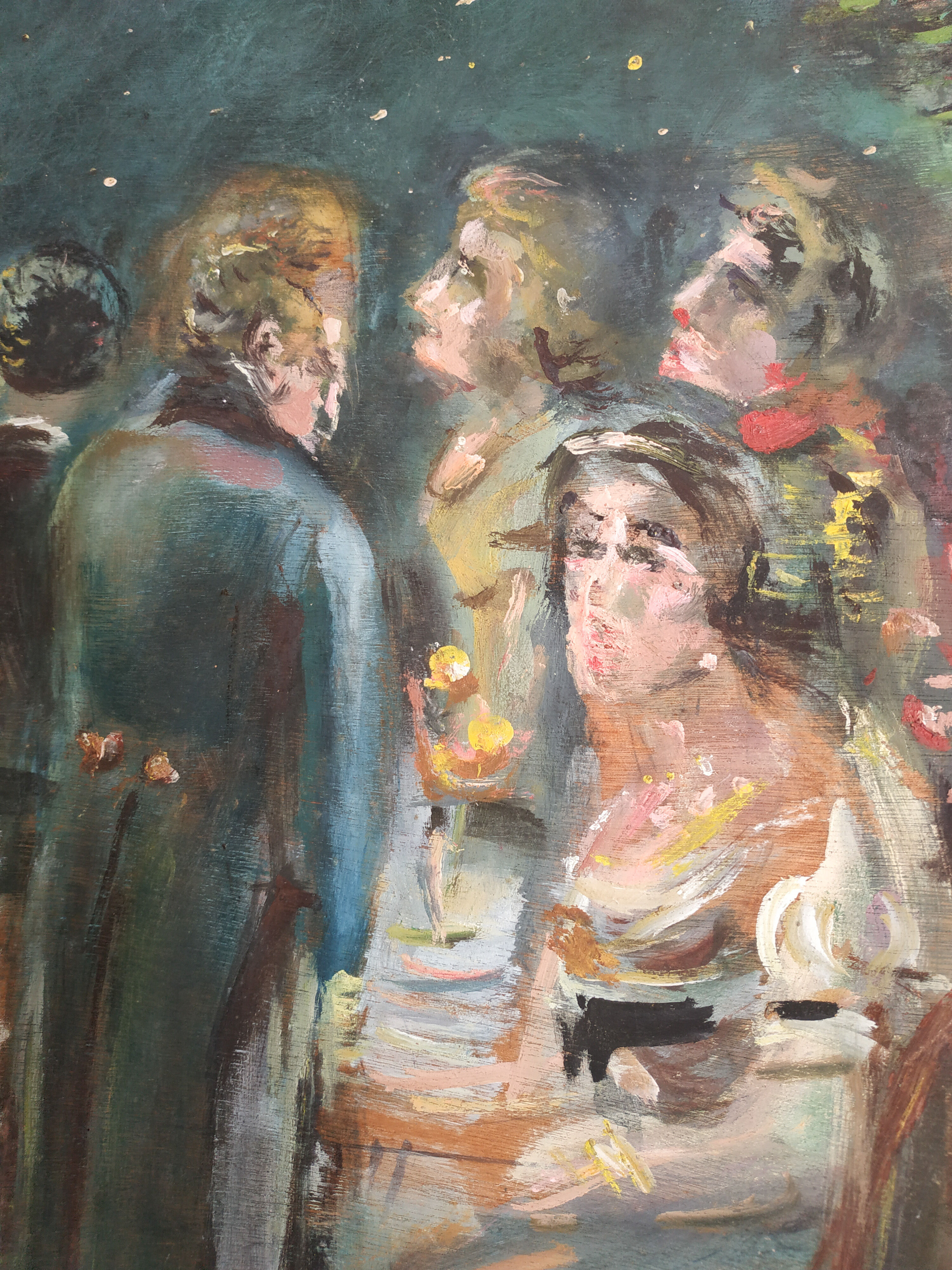 Ancient painting, wood-painted theatre decoration