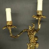 Pair of large Louis XV style wall lights - gilded bronze