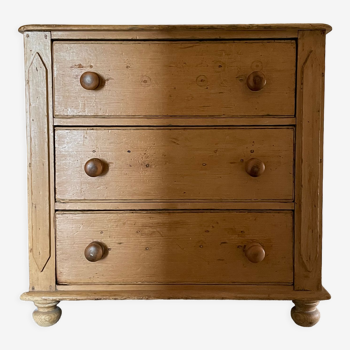 Old English chest of drawers made of pine wood