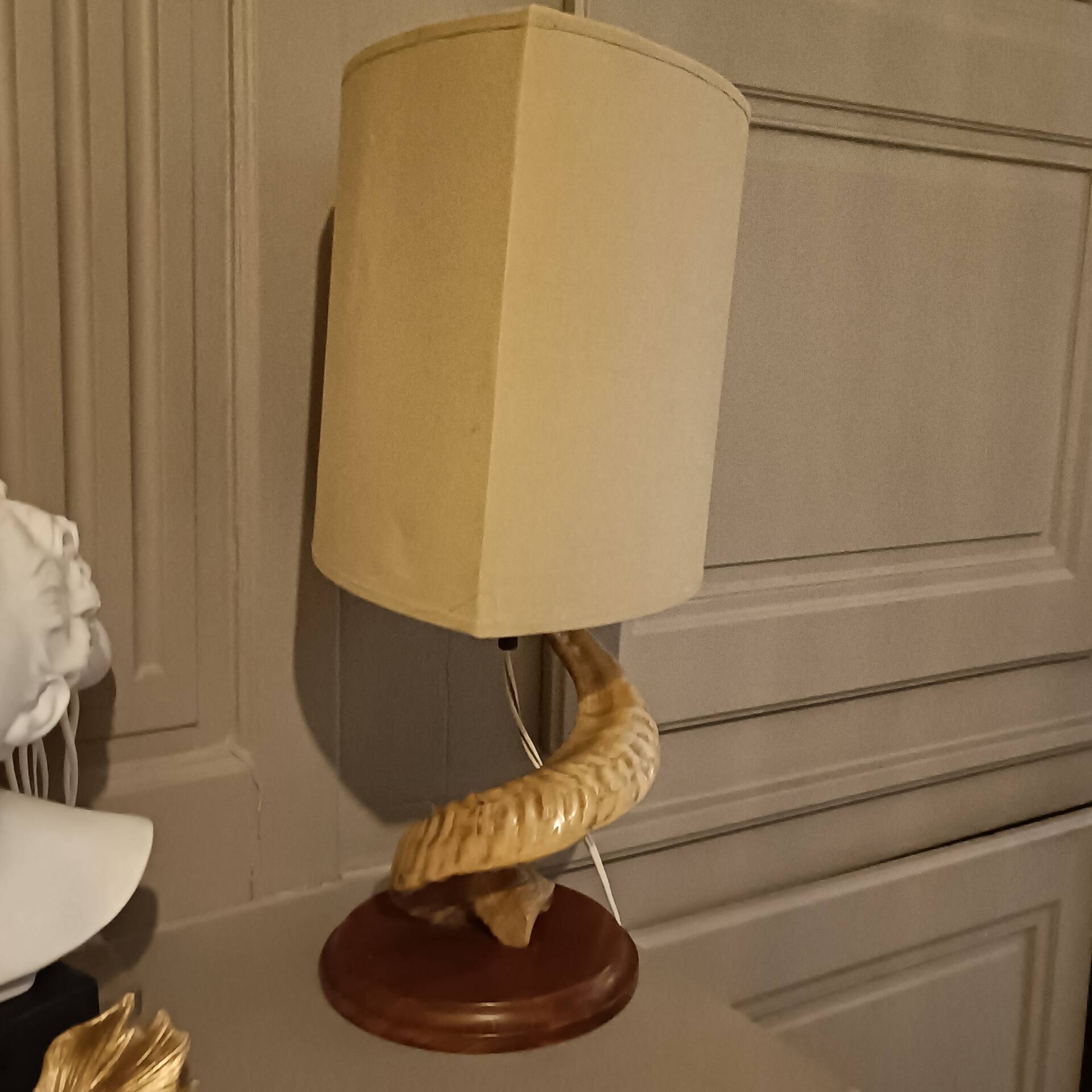 Vintage ram's horn living room lamp