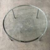 Chrome and glass coffee table in Space Age style from the mid-century, 1960s.