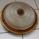 Old round ceiling lamp glass and brass