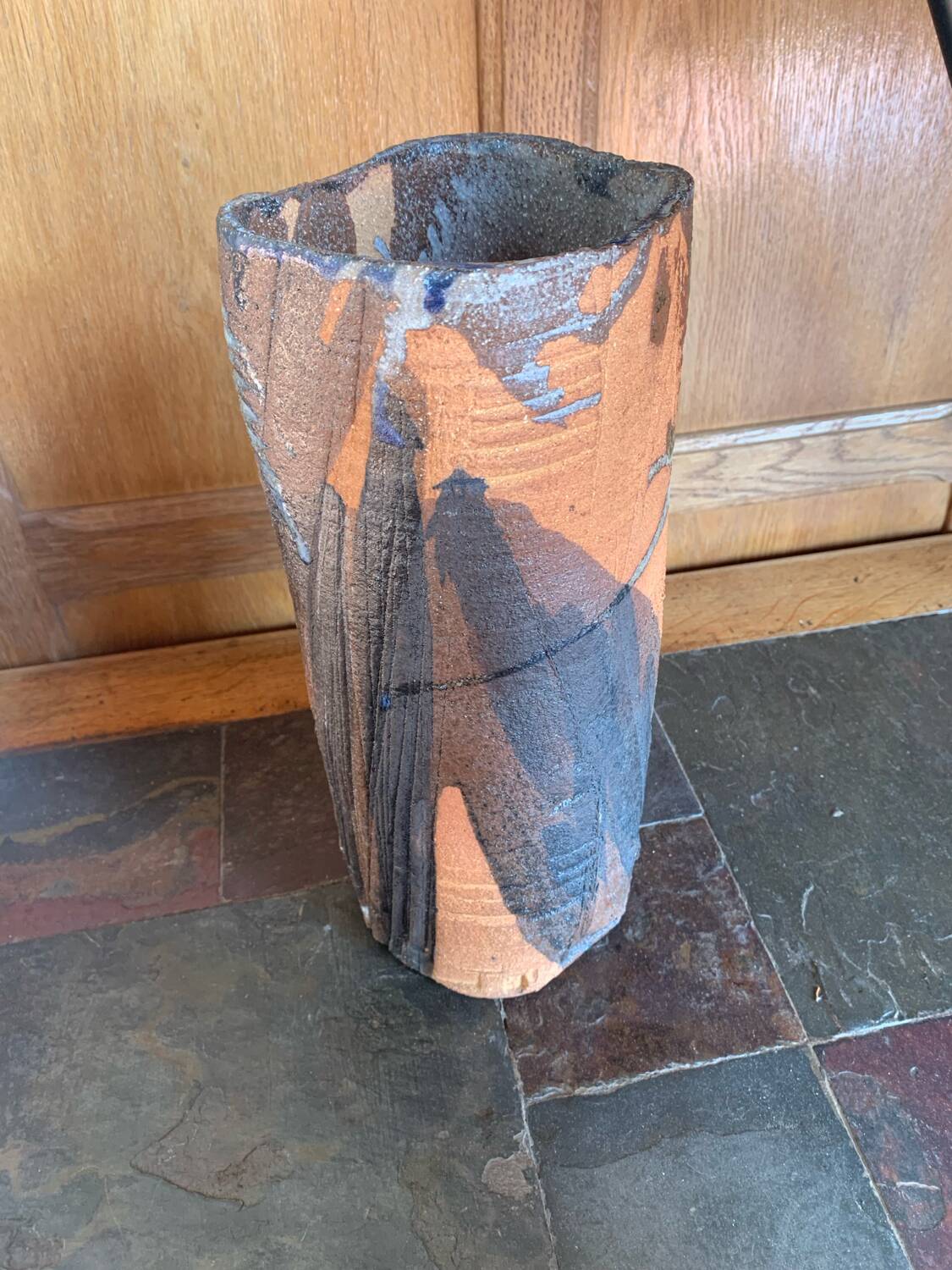 Sculptural stoneware vase — French studio pottery, 1960s/70s
