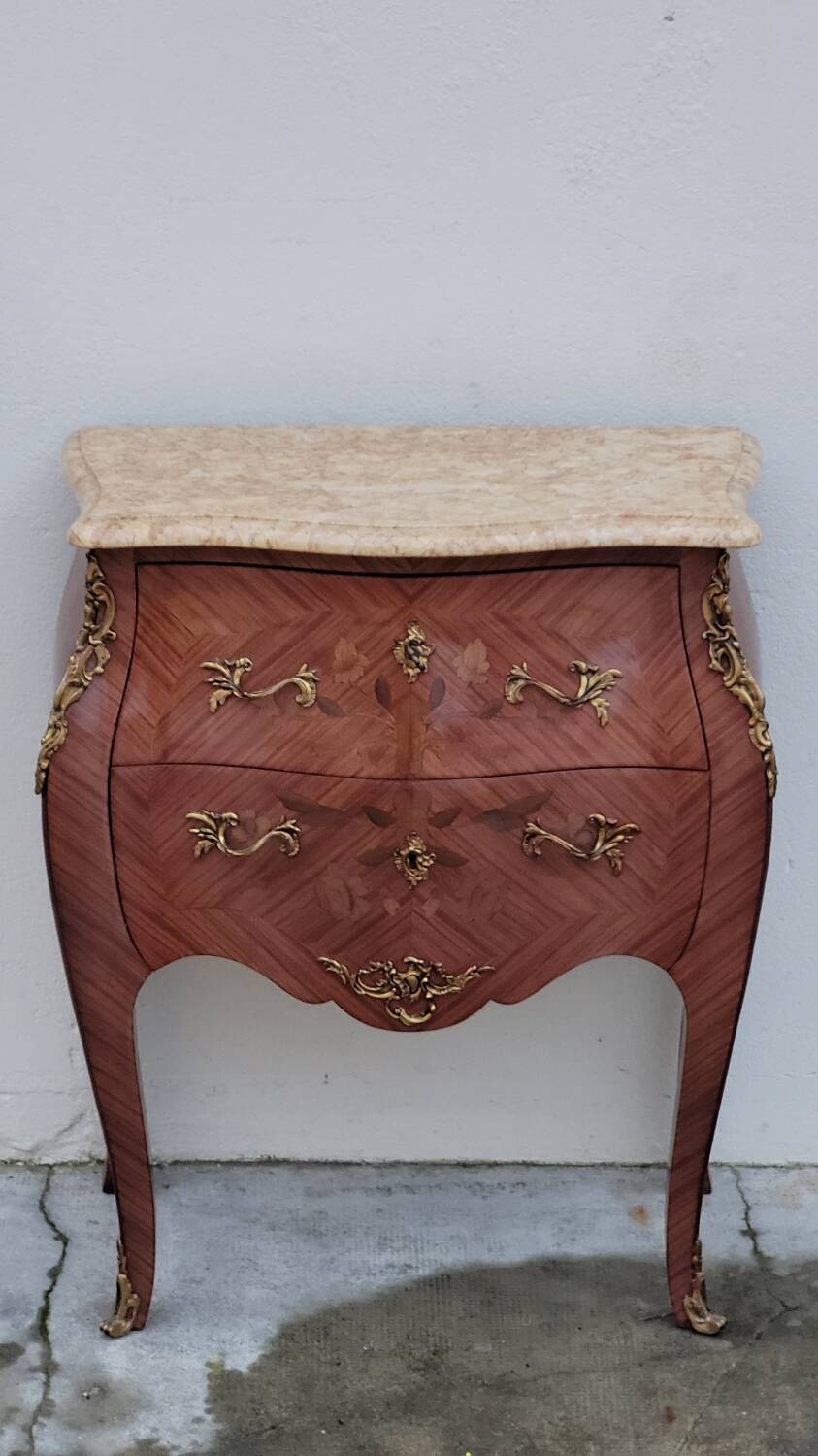 Louis XV Style Commode Stamped in Richly Decorated Rosewood Marquetry