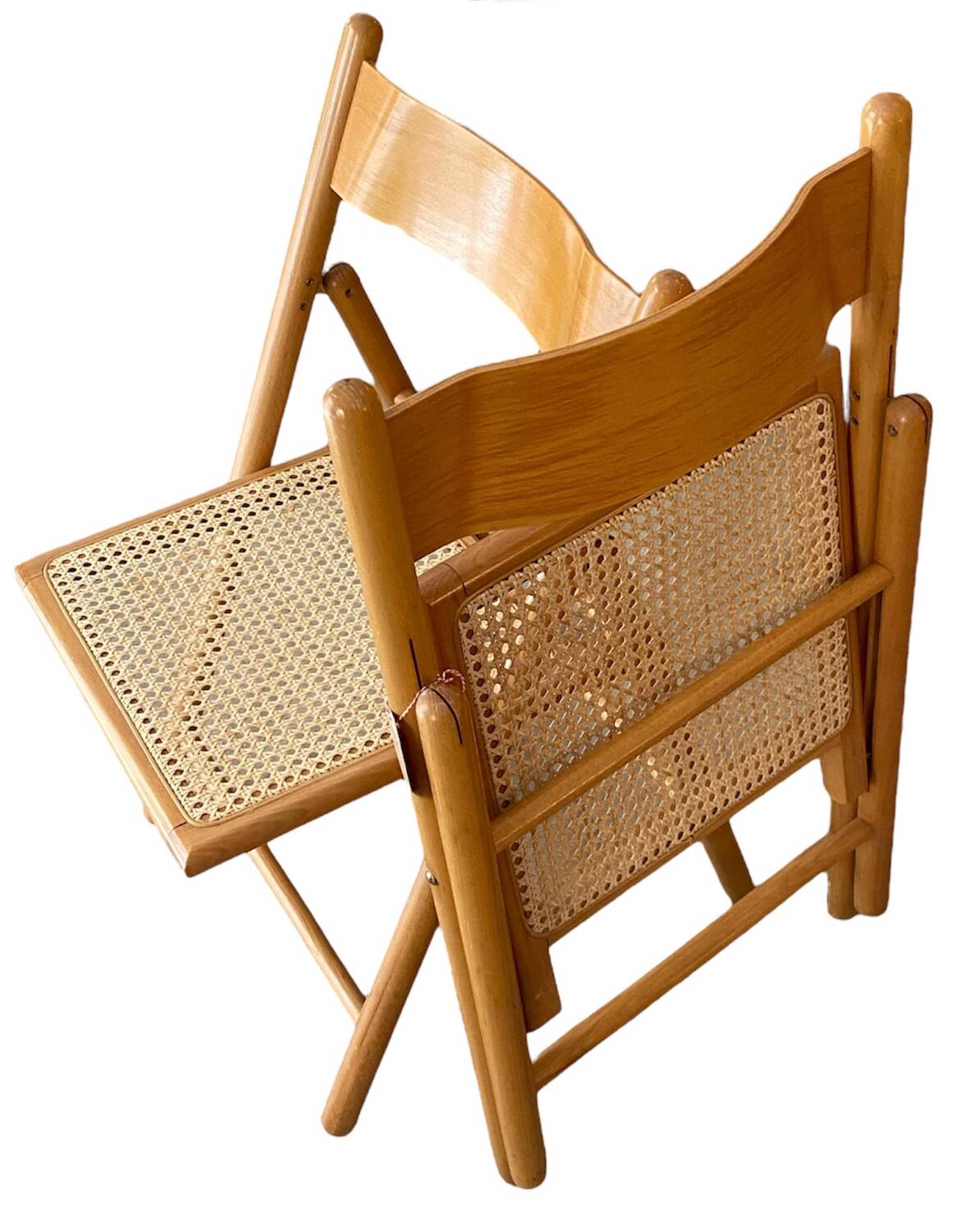 Pair of folding caned chairs