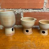 Antique niderviller lauze set pitchers + sugar pot vintage beige stoneware #