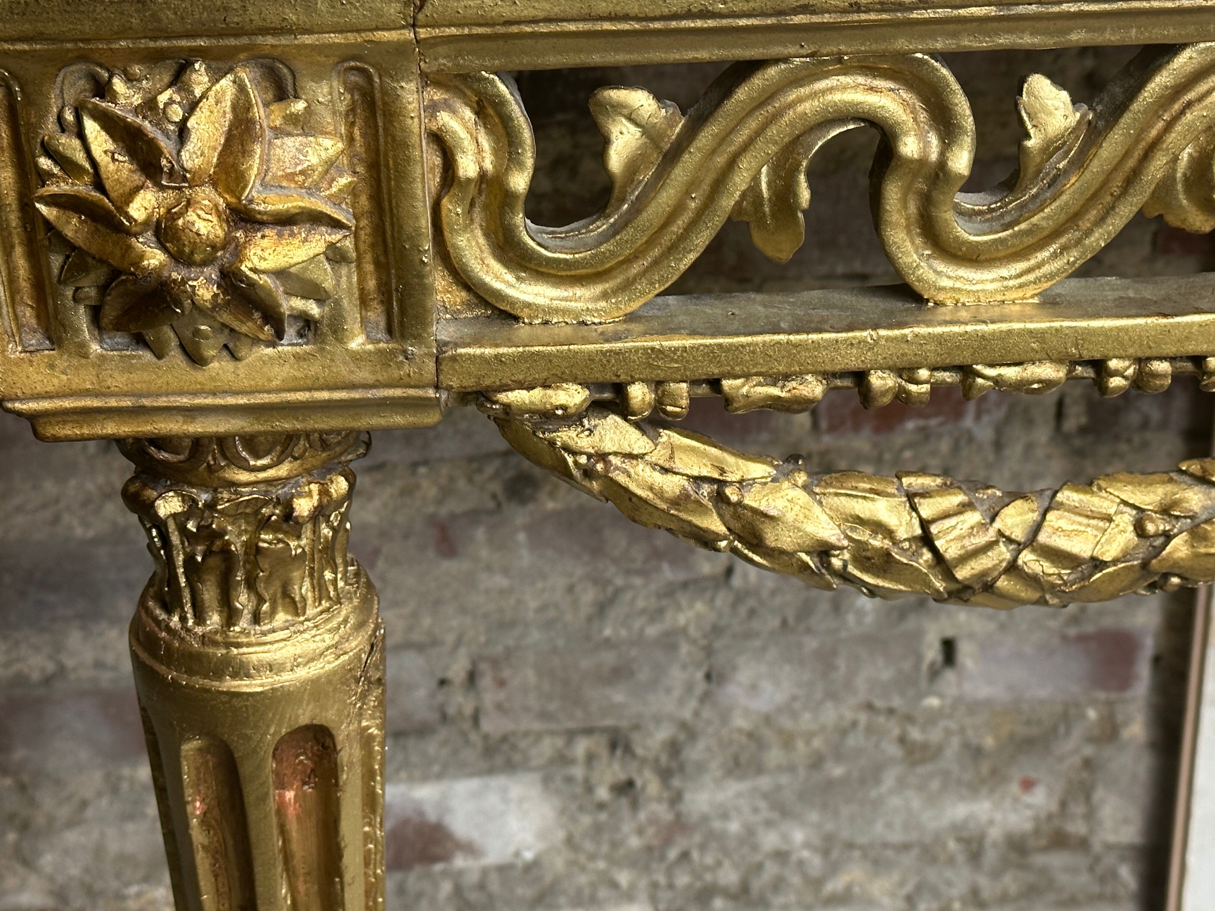 Louis XVI style console in carved wood eighteenth