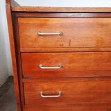 Commode chêne  pied compas, vintage reconstruction
