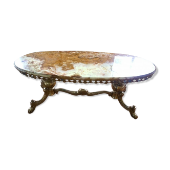 Table basse marbre et bronze années 60 superbe