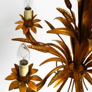 Beautiful 1970s gold-plated 5-arm tall metal chandelier by Hans Kögl