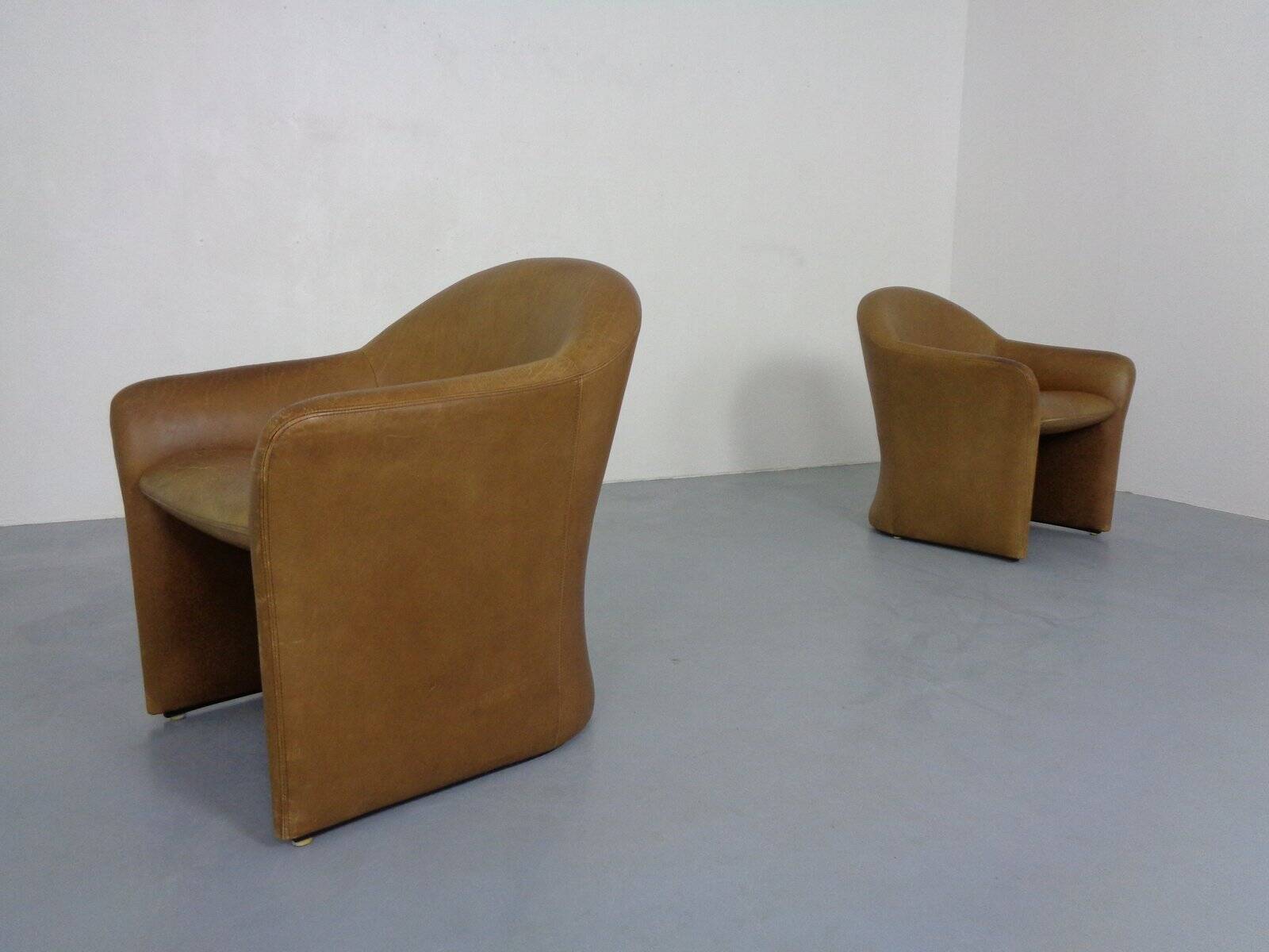 Set of Mid-Century German Leather Cocktail Chairs by Walter Knoll, 1960s