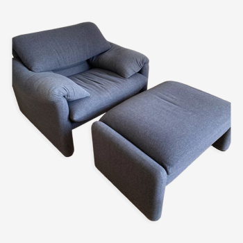 Maralunga armchair and ottoman by Vico Magistretti