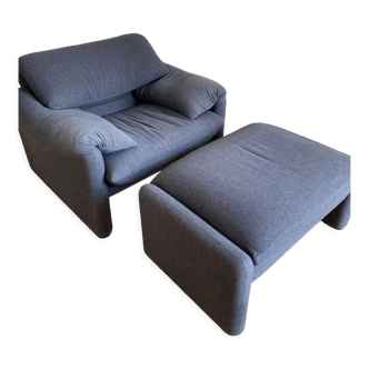 Maralunga armchair and ottoman by Vico Magistretti