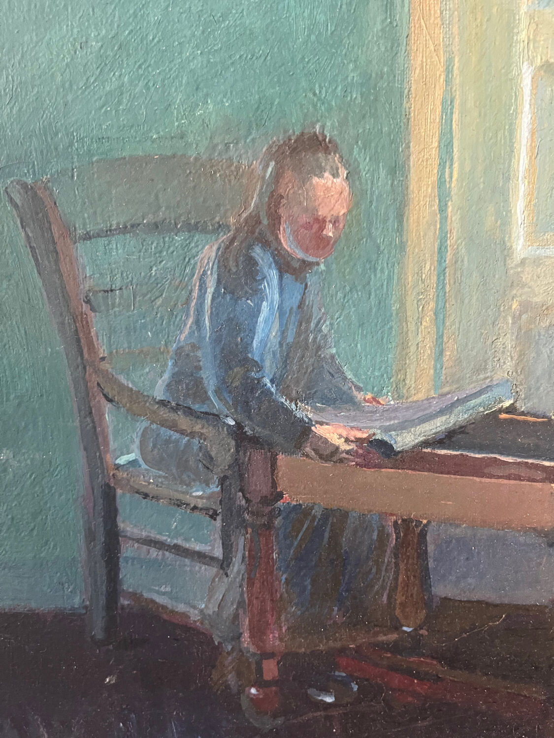 "Face to face with my dog", original oil on canvas