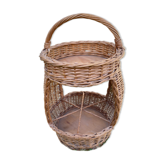 Porte bouteille petite table en rotin