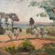 Painting bifacial view orientalist and mediterranean landscape signed mid-XX°