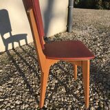 6 Chaises vintage 1970 en skaï rouge