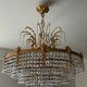 Old bronze waterfall chandelier with crystal tassels