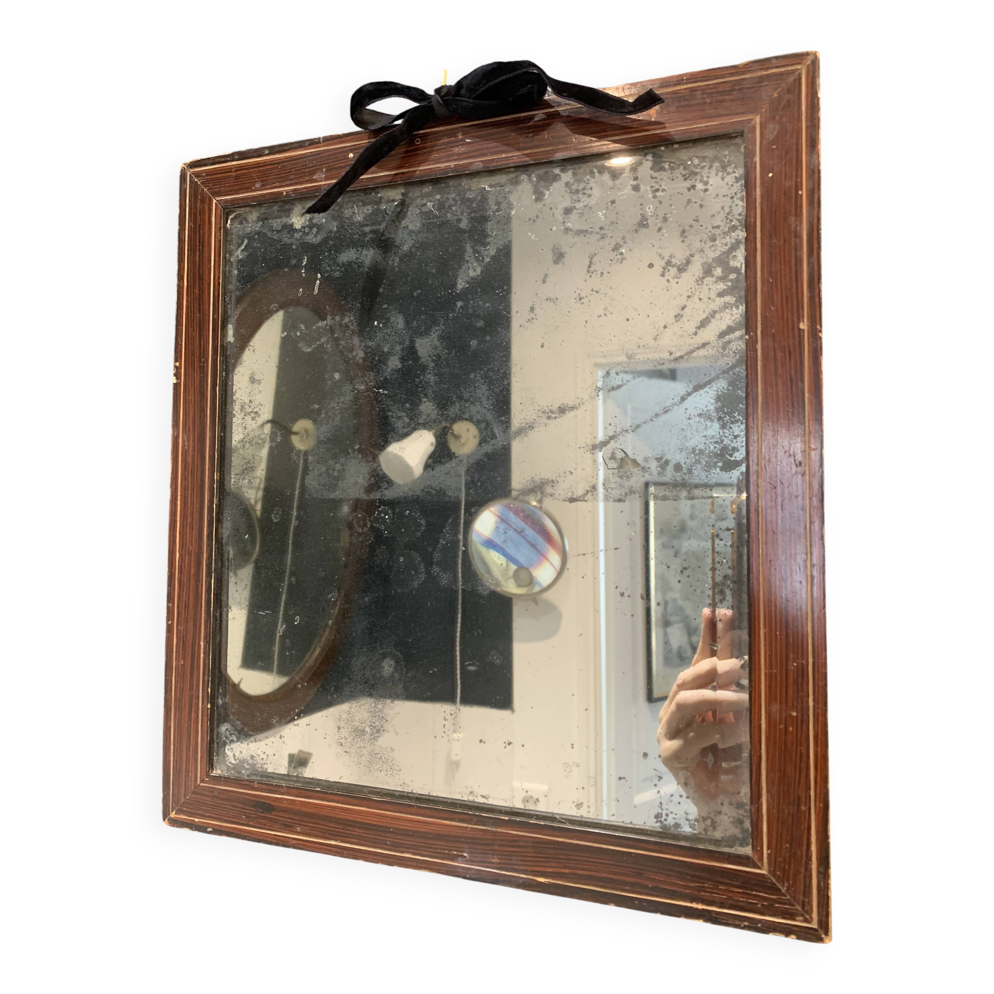 Antique mercury mirror in wood, late 19th century
