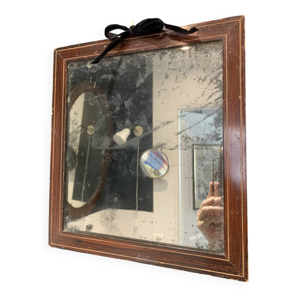 Miroir ancien au mercure en bois, fin 19e siècle