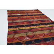 1970s Vintage Turkish Oushak Handmade Wool Cotton Red Runner Rug 124x382
