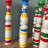 Old painted wooden bowling game