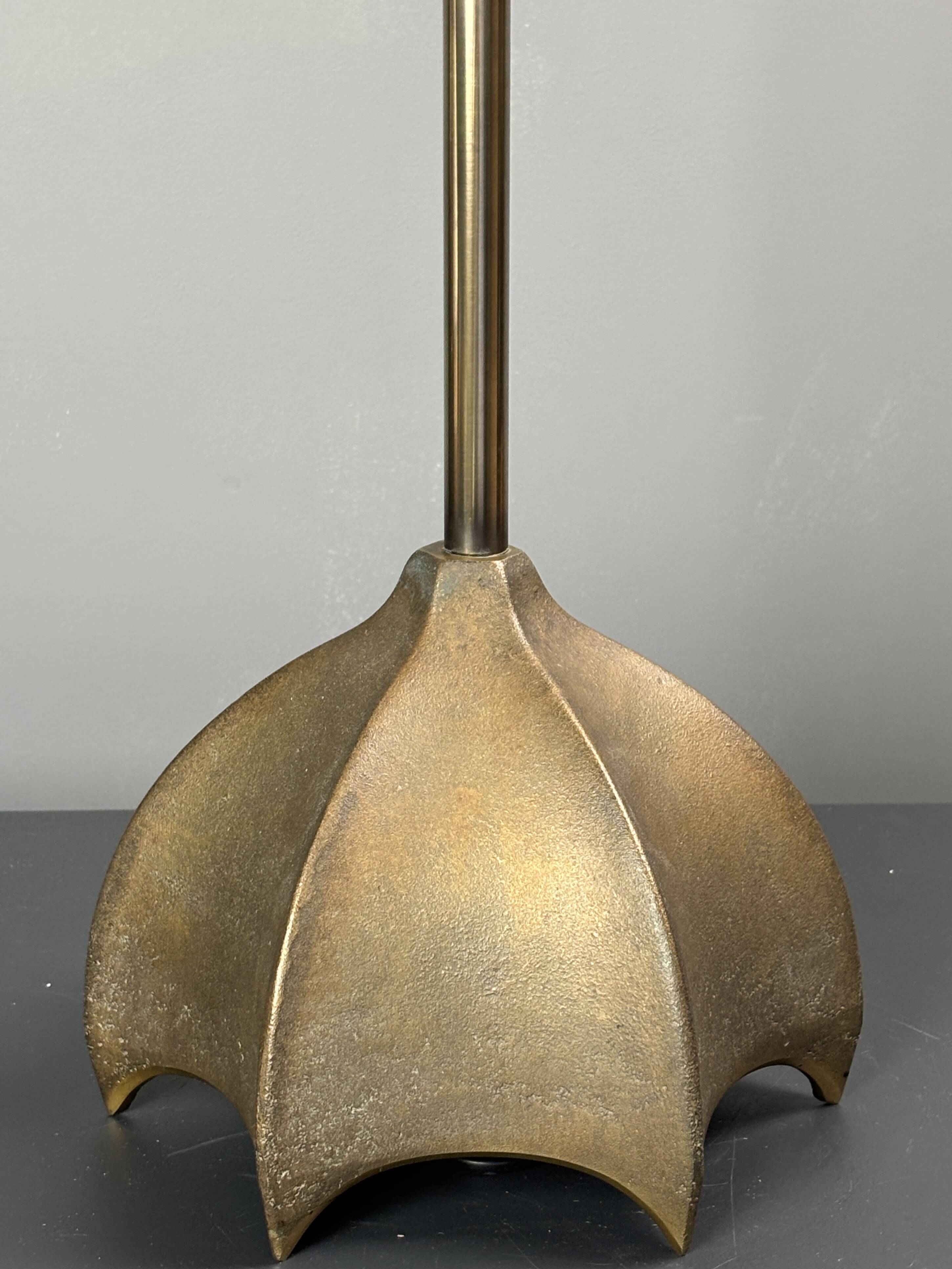 Large Dutch Brutalist Bronze Cocoon Table Lamp, 1990s