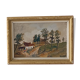Huile sur panneau encadrée paysage de campagne ancien
