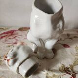 Carafe à chat absinthe en majolique george dreyfus antique vers 1900 avec tête et poignée de queue amovibles