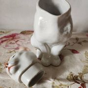 Carafe à chat absinthe en majolique george dreyfus antique vers 1900 avec tête et poignée de queue amovibles