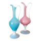 Pair of ewers in pink and blue opaline