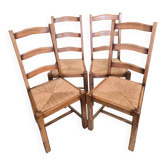 4 chaises en bois et paille – style rustique chic