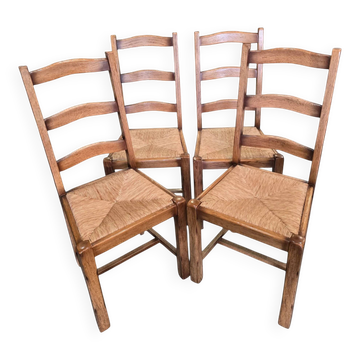 4 chaises en bois et paille – style rustique chic