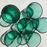 6 straight water glasses in green glass height 8cm