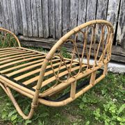 Old bed basket 1 person curved rattan 60s vintage