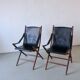 Vintage folding chair and tray table set | Campaign style