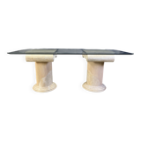 Vintage tessellated stone pedestal dining table by Maitland Smith, 1970s