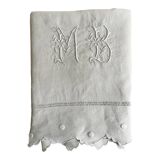 Antique linen, embroidered sheet with monogram (model 2)