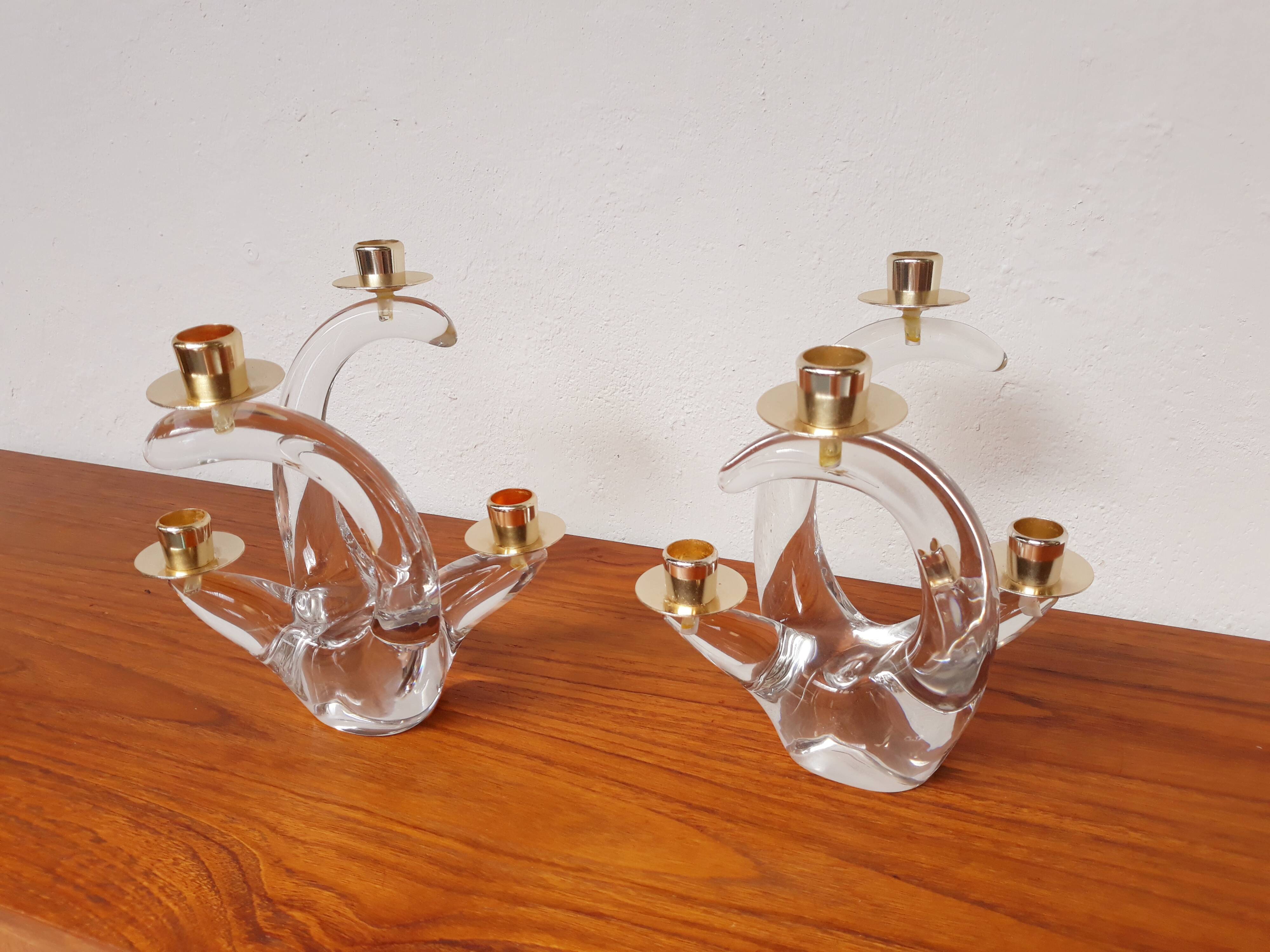Schneider pair of vintage Crystal candlesticks