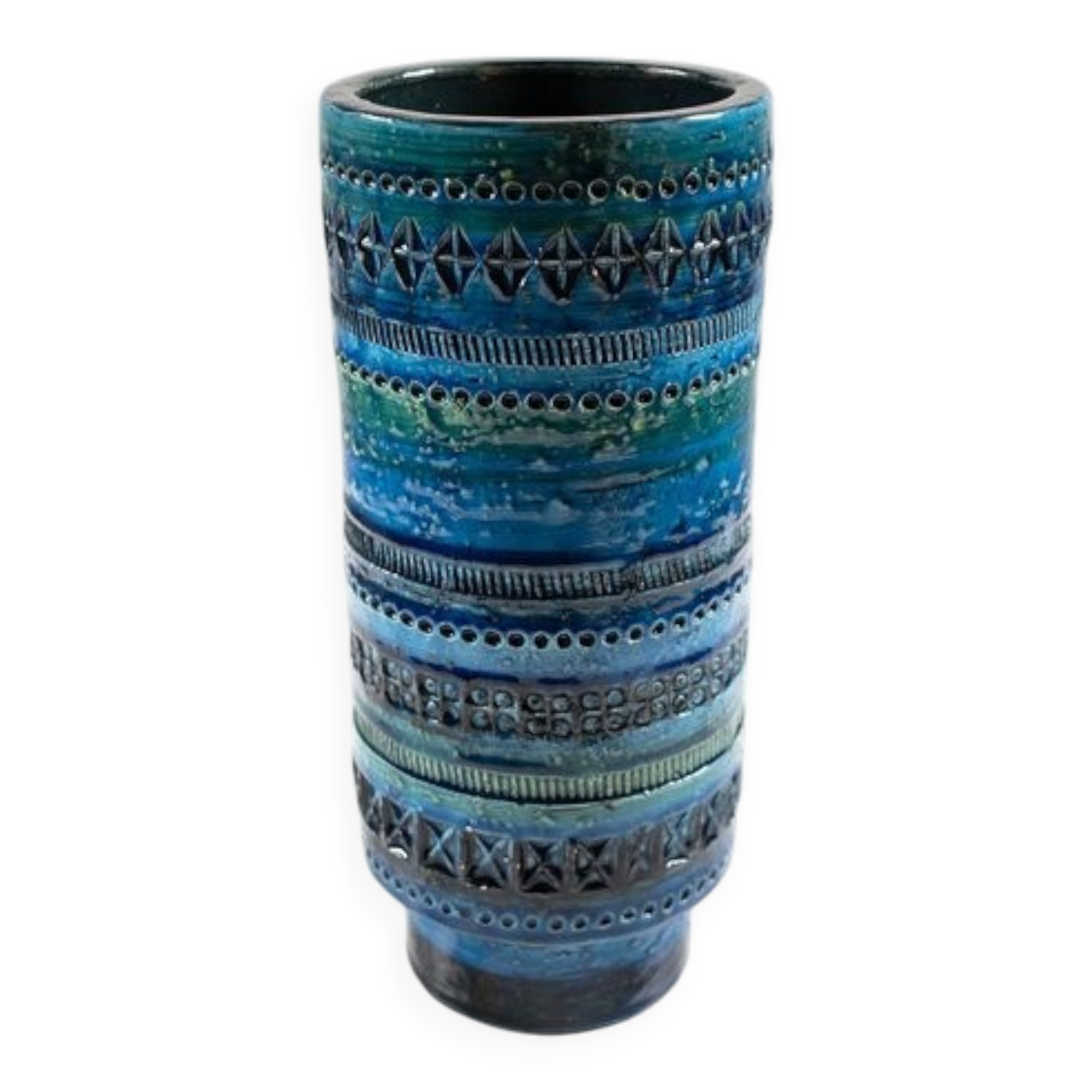 Vase bleu italien par Bitossi