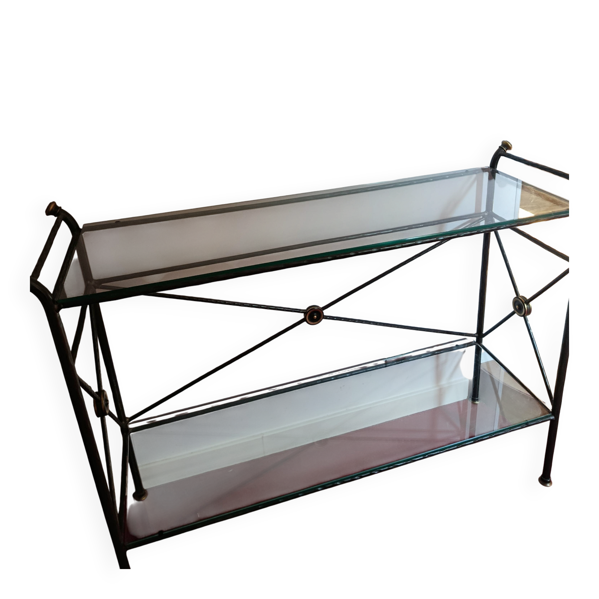 Glass and wrought iron console