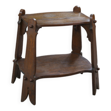 Rustic side table in solid oak from the 1950s.